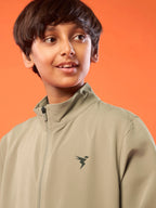 Boys Solid Slim Fit Mock Neck Sports Jacket with TECHNOLITE